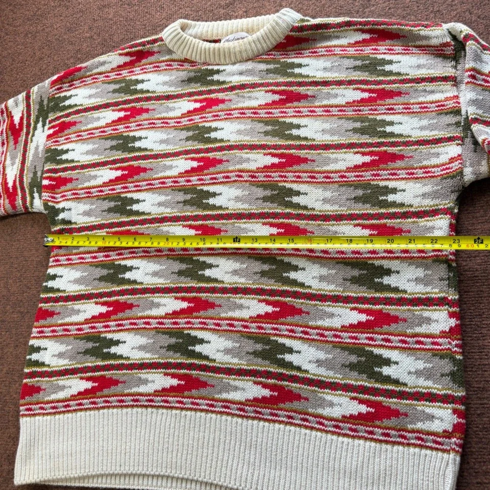Vintage Mackinaw Woolens Mens‎ L Cotton Southwestern Geometric Sweater USA Made